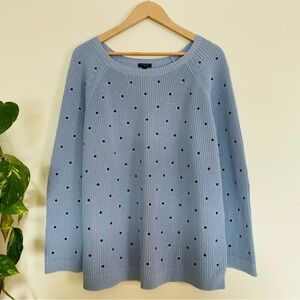NWOT Talbots Blue Shaker Stitch Embroidered Polka Dot Pullover Sweater S…